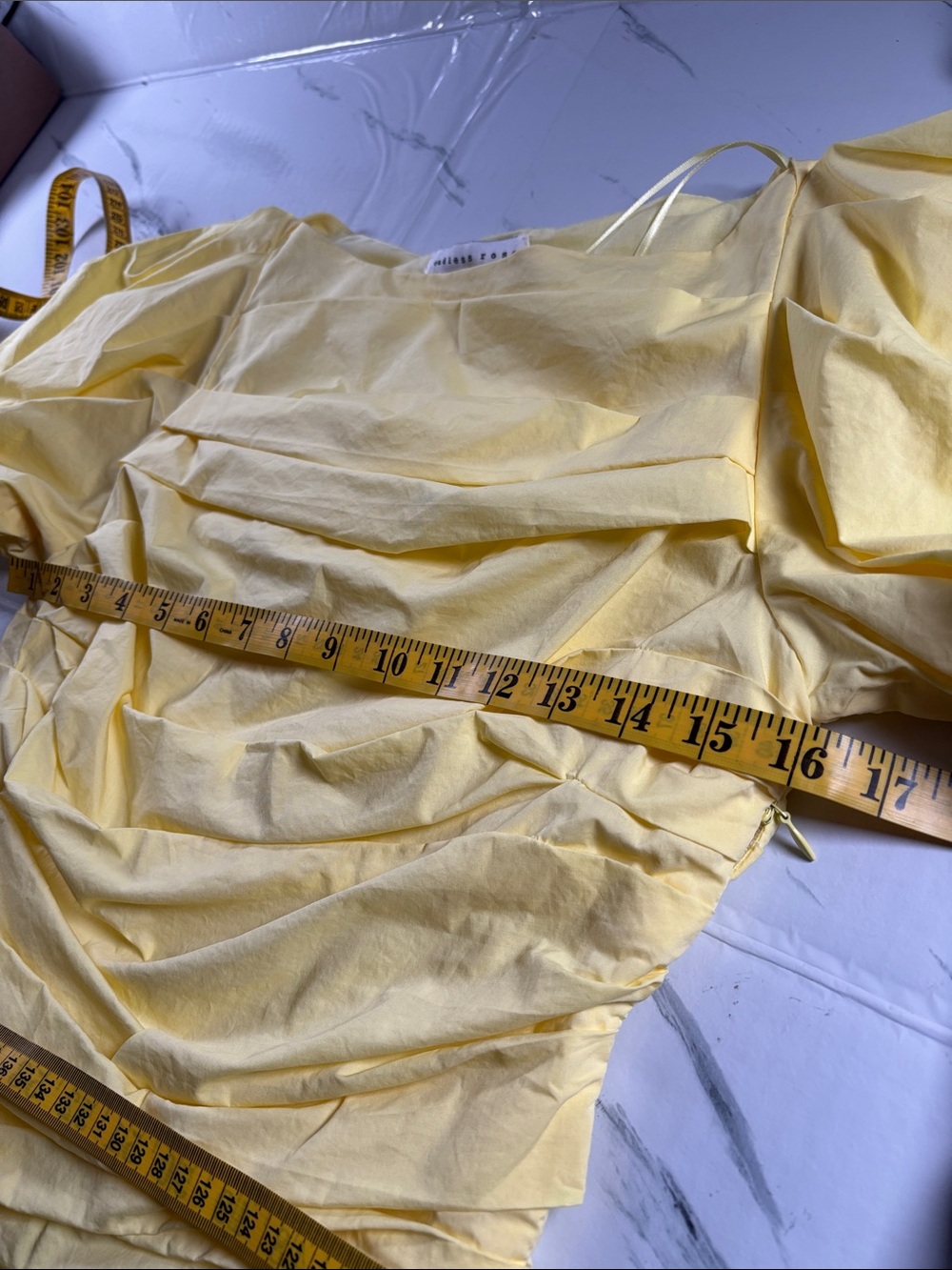 Endless Rose Yellow Ruched Puff Sleeve Blouse Romantic Coquette M Feminine Top - Picture 14 of 15
